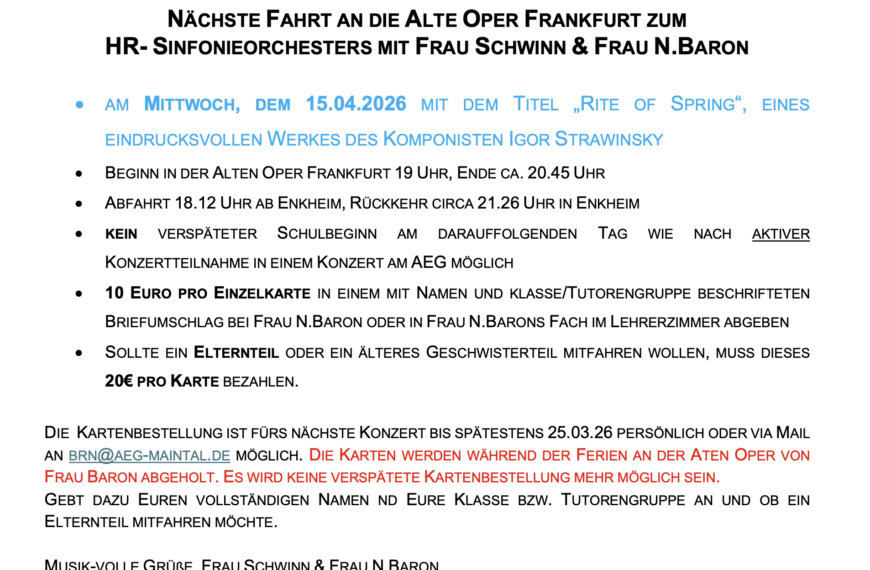 Einladung: ALTE OPER FRANKFURT ZUM HR-SINFONIEORCHESTERS